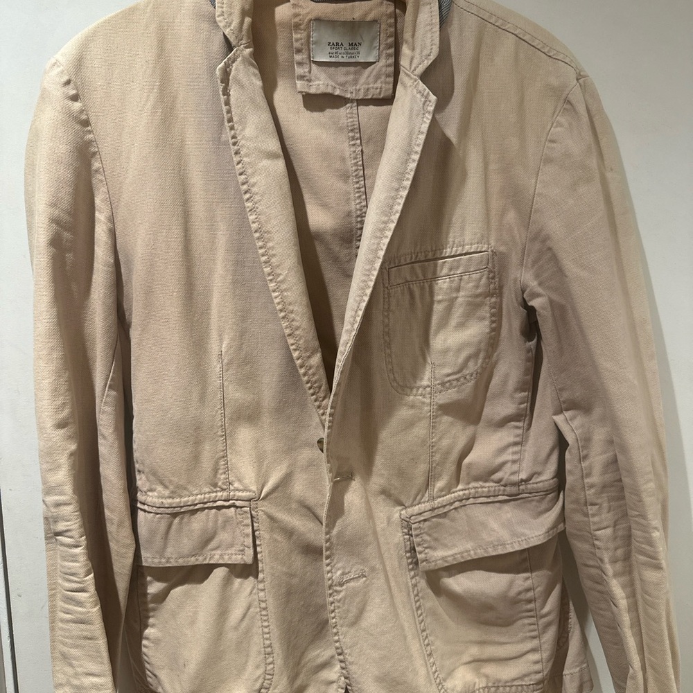 Zara Man Sport Blazer EU 46 US 36 Beige Cotton Casual Jacket